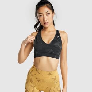 Gymshark Adapt Camo Seamless Sports Bra medium support Size Small Savanna Black